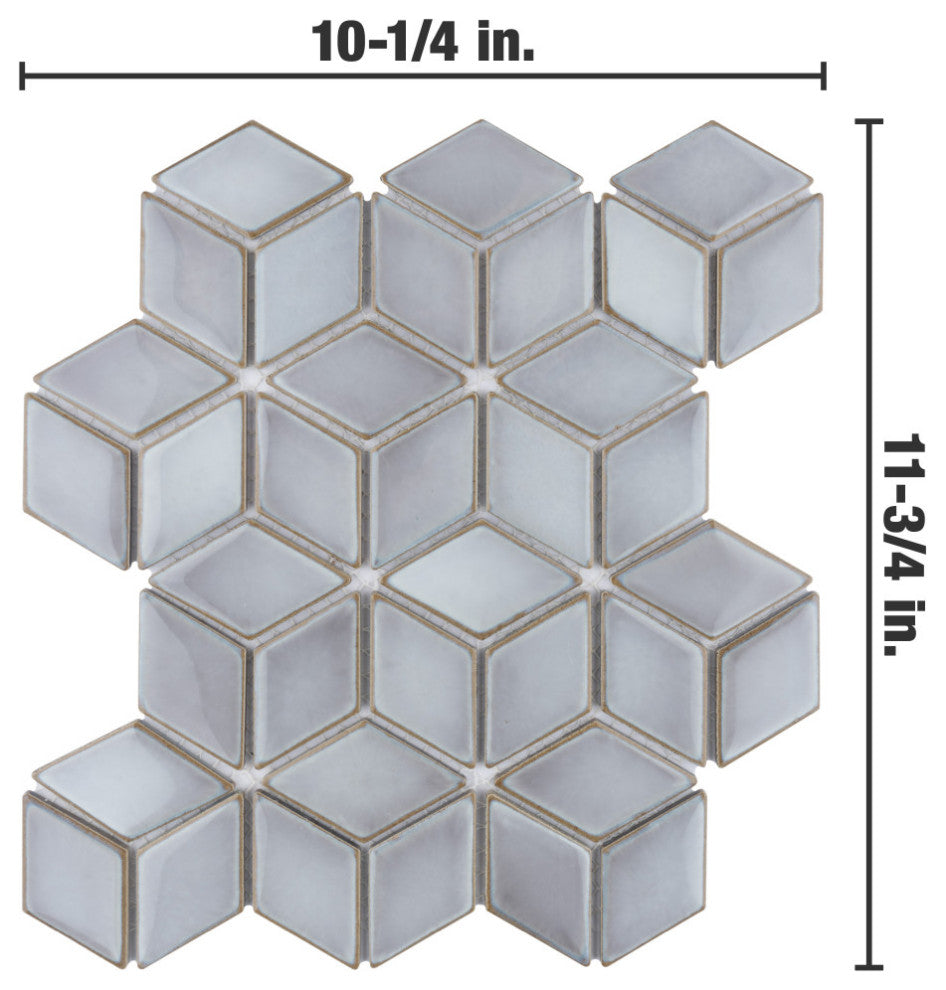 Hudson Rhombus Grey Eye Porcelain Floor and Wall Tile