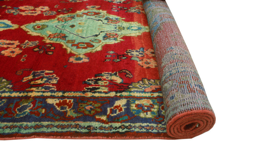 Fine Vintage Distressed Kyleigh Red/Blue Runner, 3'7x10'11