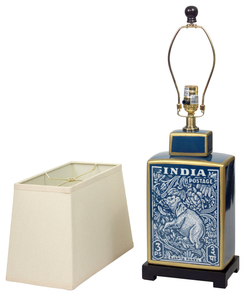 23" Blue Indian Elephant Table Lamp