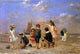 Albert Roosenboom Children on the Beach, 18"x27" Wall Decal Print