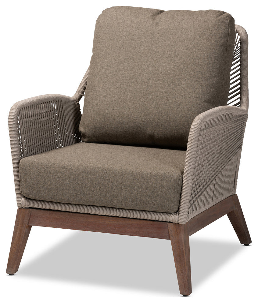 Ronnell Gray Woven Rope Mahogany Accent Chair