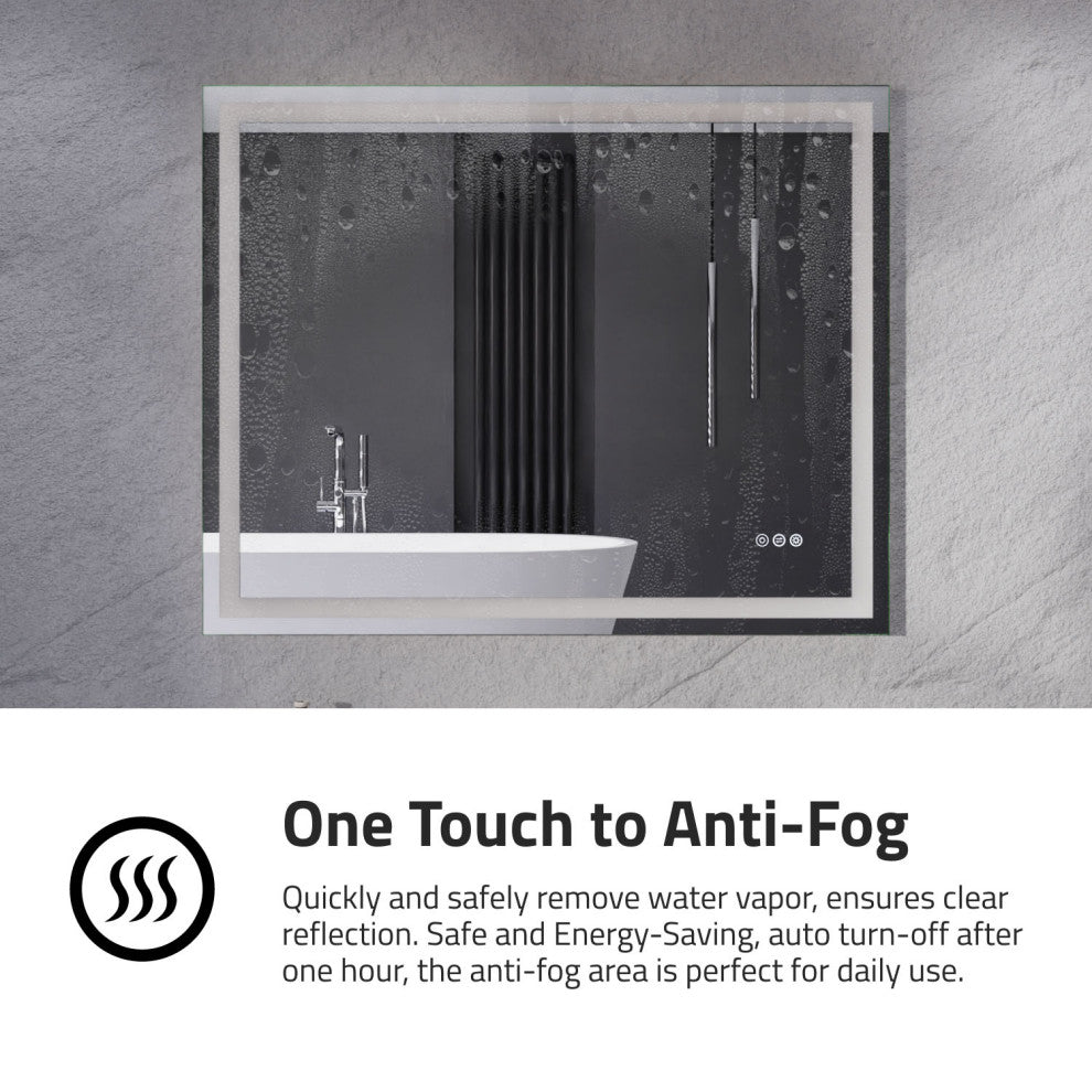 ANZZI 32" x 40" LED Front Lighting Bathroom Mirror With Defogger