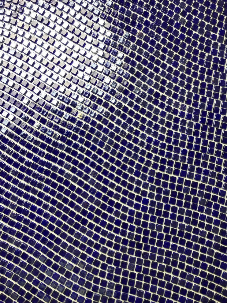 Galaxy 12"x12" Wavy Square Glass Mosaic Tile,Iridescent Blue, Single Sheet