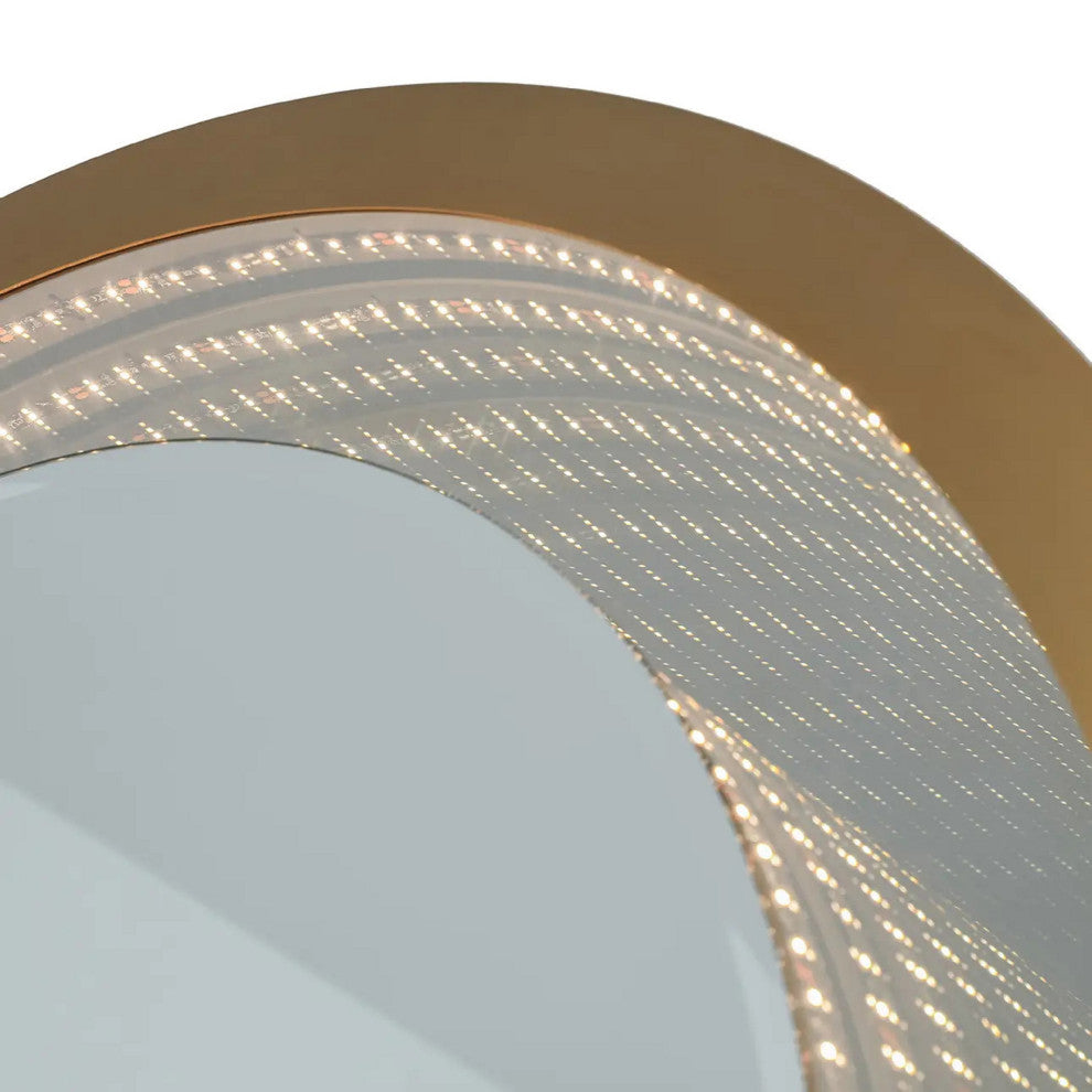 Starfall Vanishing Infinity LED Round Wall Mirror in Brass