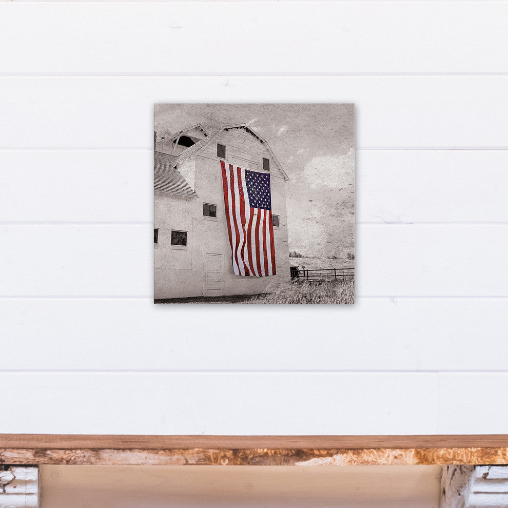 Patriotic Barn 16x16 Canvas Wall Art