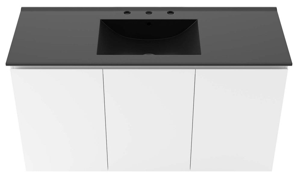Bryn 48" Wall-Mount Bathroom Vanity, White Black
