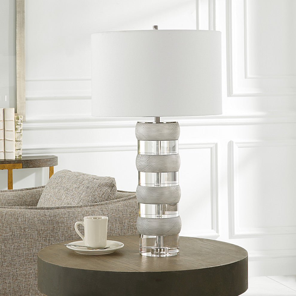 Uttermost Band Together Crystal and Wood Table Lamp