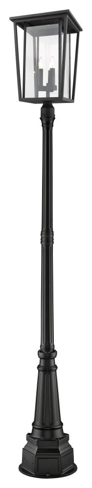 Seoul 3-Light Outdoor Post Mounted Fixture Light In Black
