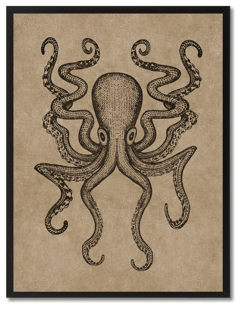 Octopus Animal Brown Canvas Print, Custom Picture Frame, 28"x37"