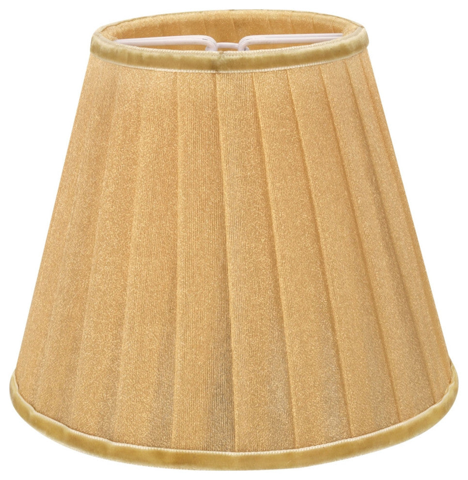 33113-5 Small Pleated Empire Chandelier Clip On Lamp Shade Gold 3"x5"x4 1/4"