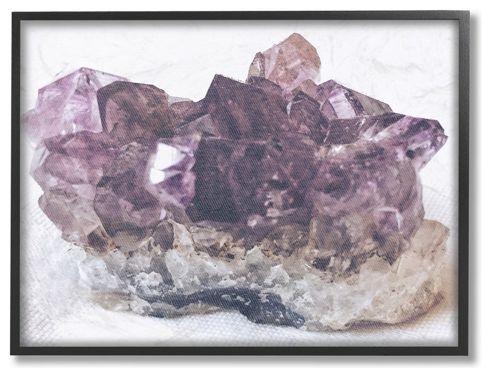 Amethyst On Subtle Linen Photograph Oversized Framed Giclee Art, 16"x20"