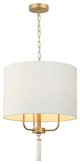 Secret Agent 3-Light Pendant, Painted Gold/White Leather