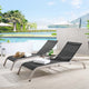 Lounge Chair Chaise Table Set, Aluminum, Metal, Black, Modern, Outdoor Patio