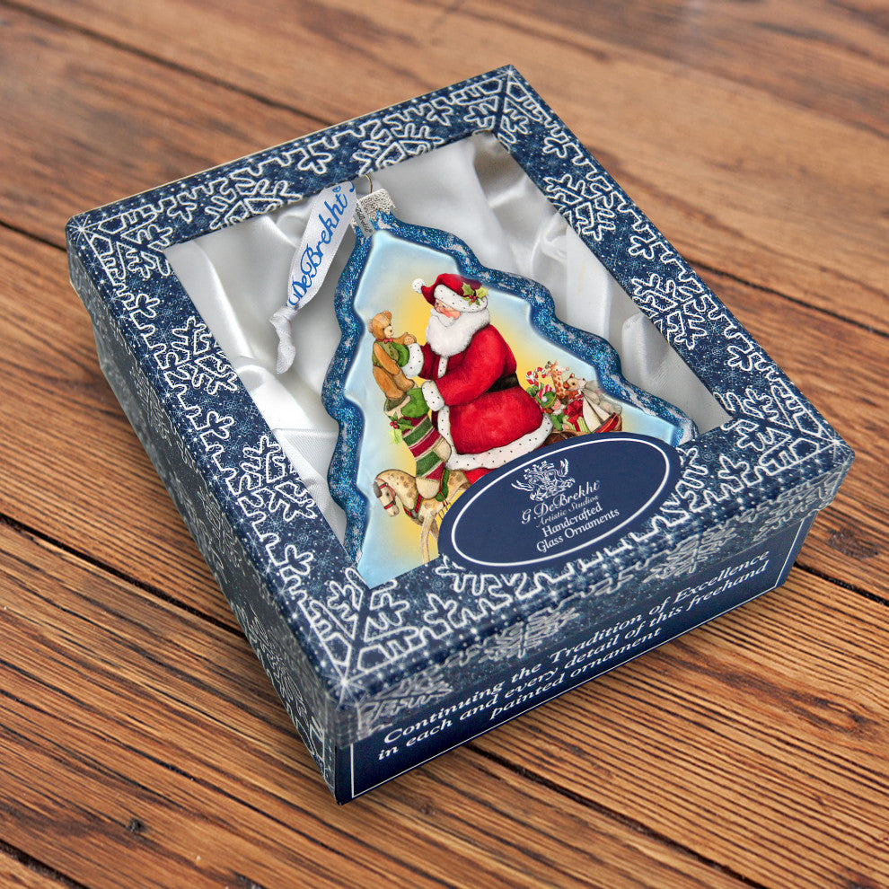 Santa Workshop Glass Ornament