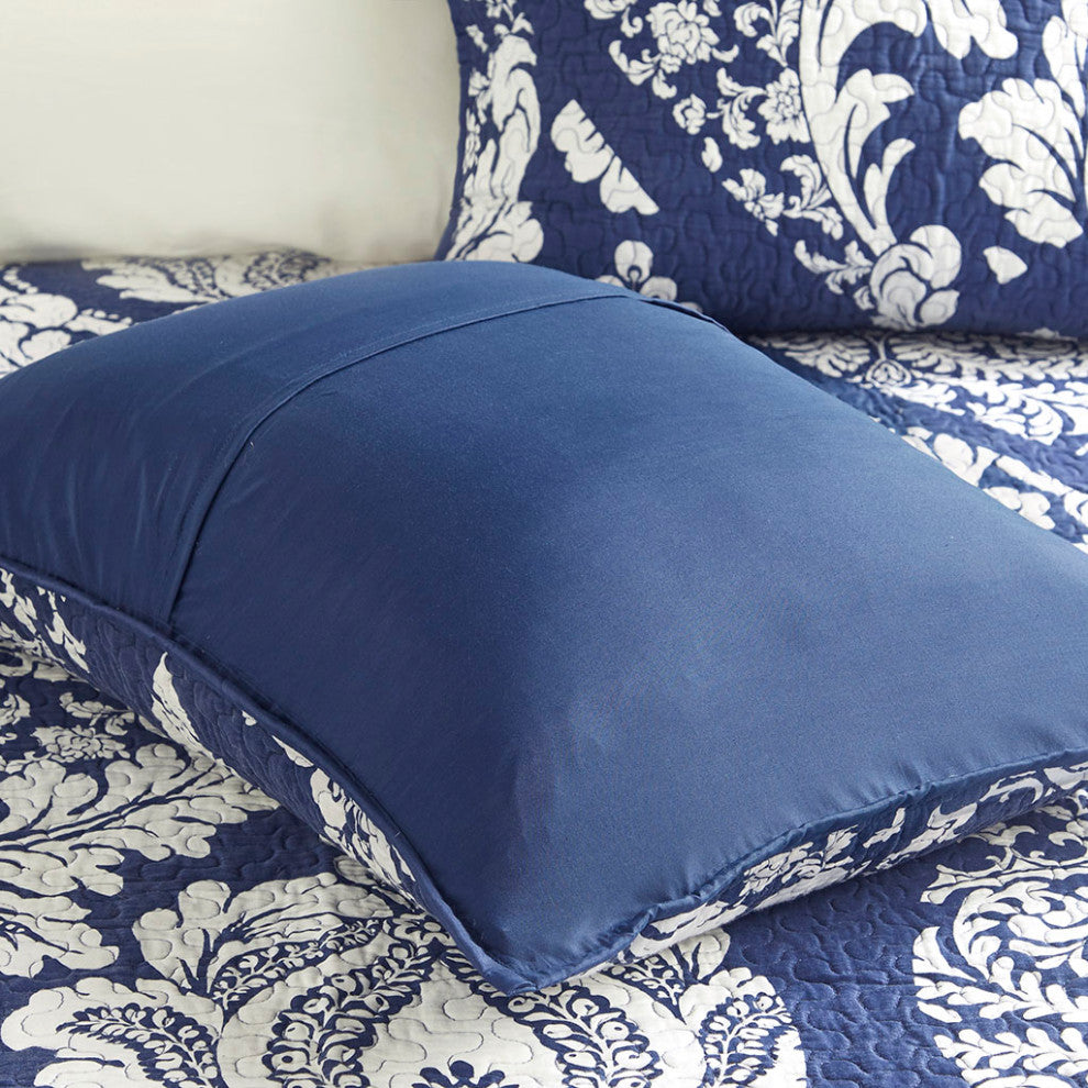 Madison Park Vienna 6 Piece Printed Cotton Quilt Set With Throw Pillows