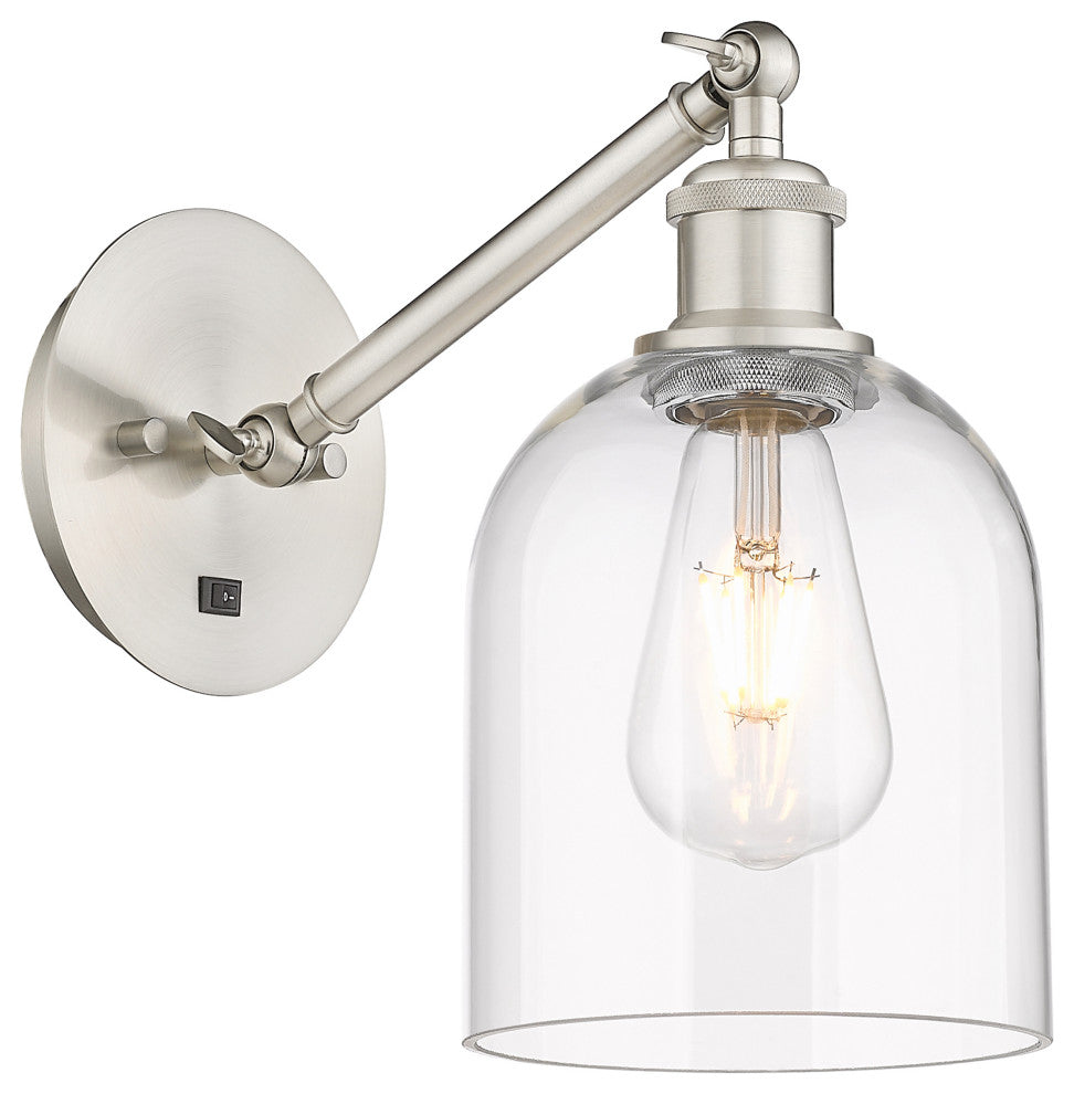 Ballston-Bella 1-Light 6" Sconce, Up/Down Arm, Brushed Satin Nickel, Clear