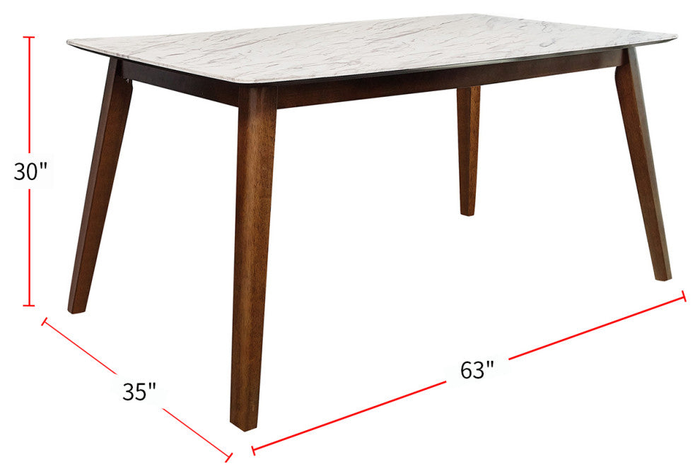 Rectangular Dining Table, White and Natural Walnut
