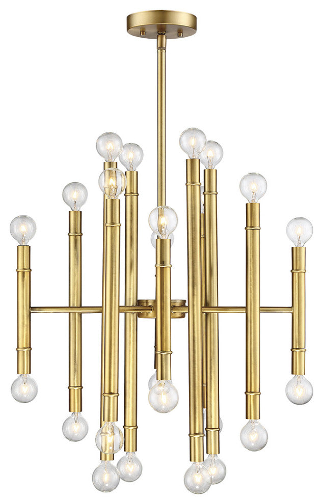 24-Light Chandelier, Natural Brass