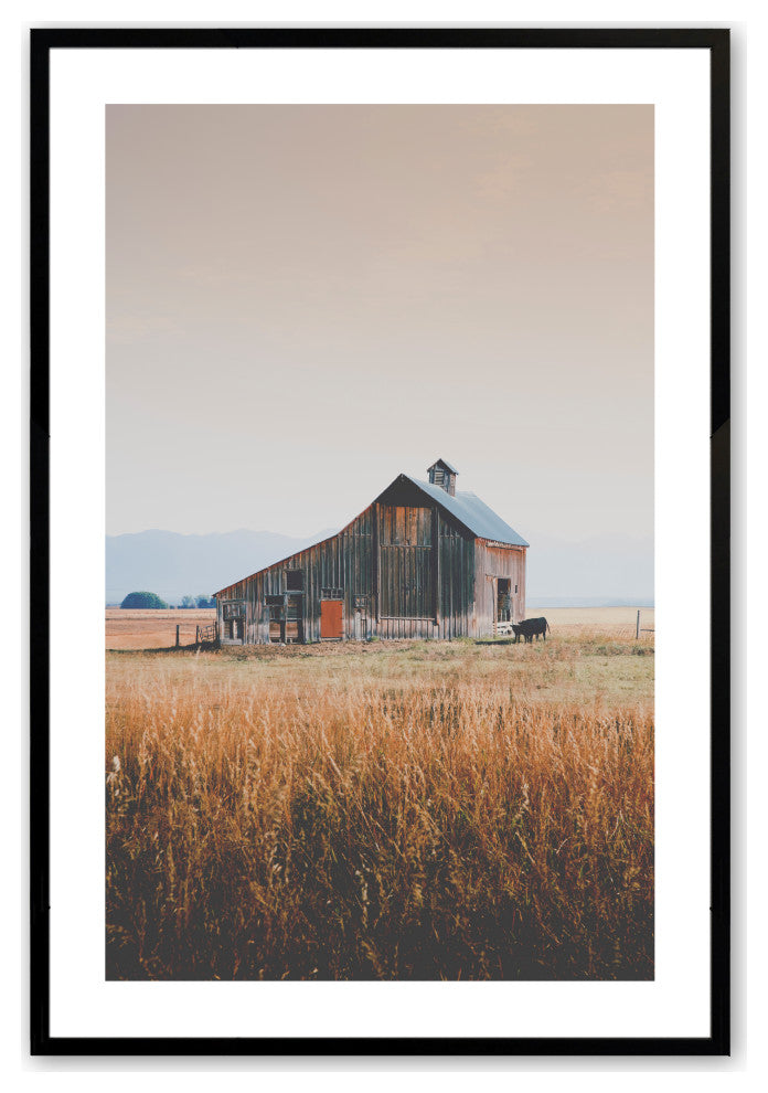 Satin Black 11" x 14" "Serene Pastoral Elegance" Framed Barn Artwork