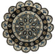5" Round Gray Border Floral Medallion Area Rug