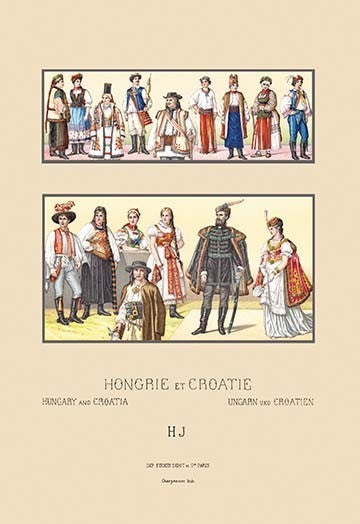 Fashions of Hungary and Croatia - Fine Art Giclee Print 24" x 36"
