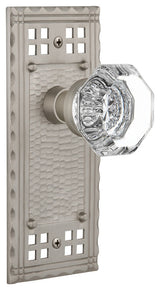 Single Craftsman Plate With Waldorf Knob, Satin Nickel