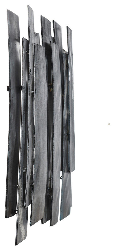 Midnight Aluminum Layered Metal Wall Decor, Silver Foil Accents Black, Grey