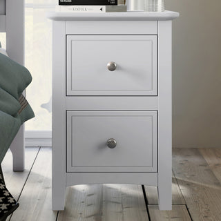 Gewnee 2 Drawers Solid Wood Nightstand End Table, White
