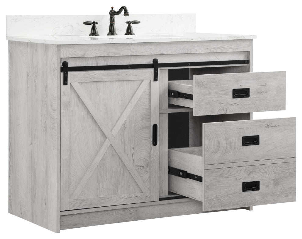 Rafter 42" Bathroom Vanity, White Wash