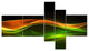 Abstract Green Yellow in Black, Abstract Canvas art print, 60"x32", 5 panels