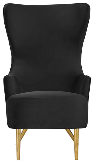 Julia Black Velvet Wingback Chair, Black