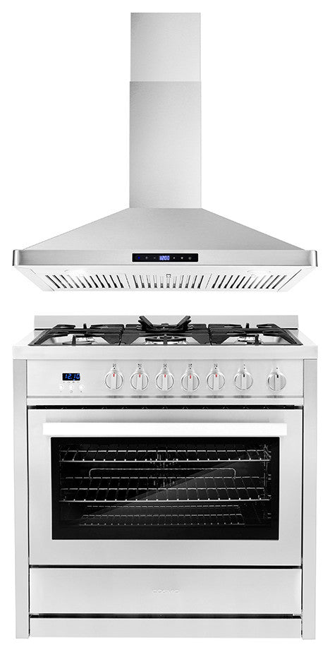 2-Piece Kitchen, 36" Gas Range and 36" Wall Mount Range Hood