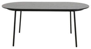 LeisureMod Tule 7-Piece Dining Set in White Steel Frame, Black/Platinum Blue
