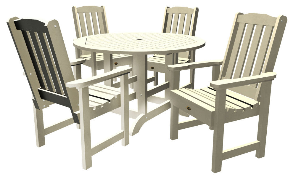Springville 5-Piece Round Dining Set, Weathered Acorn, Whitewash