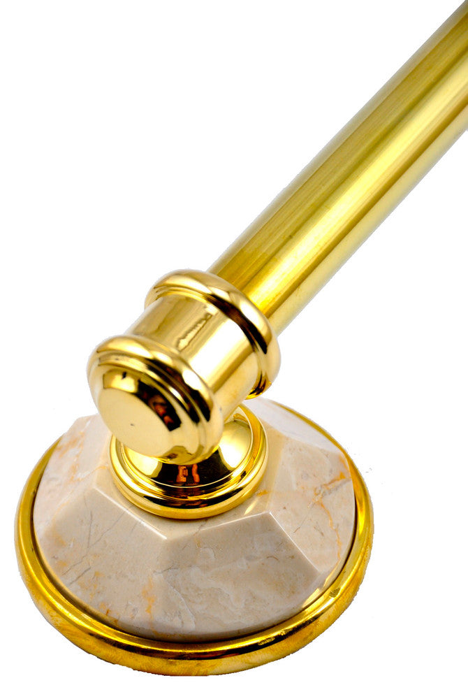 Towel Bar With Botticino Marbel Accents, Antique Bronze