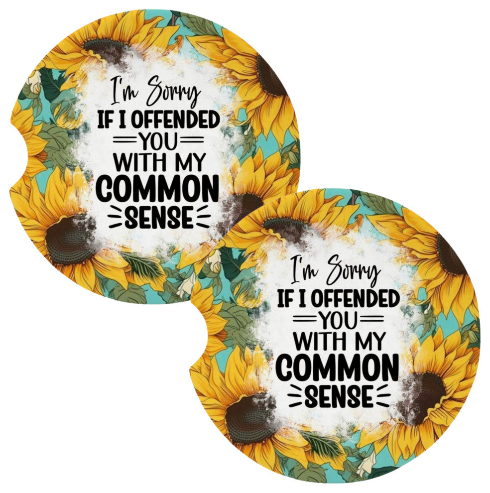 Sorry If I Offended You Snarky Funny Coasters for Car Cup Holders Set of 2