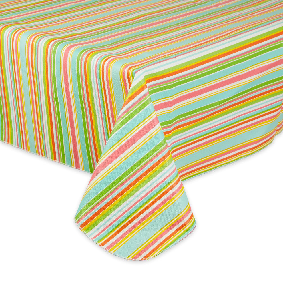 Spring Stripe Vinyl Tablecloth 60x102