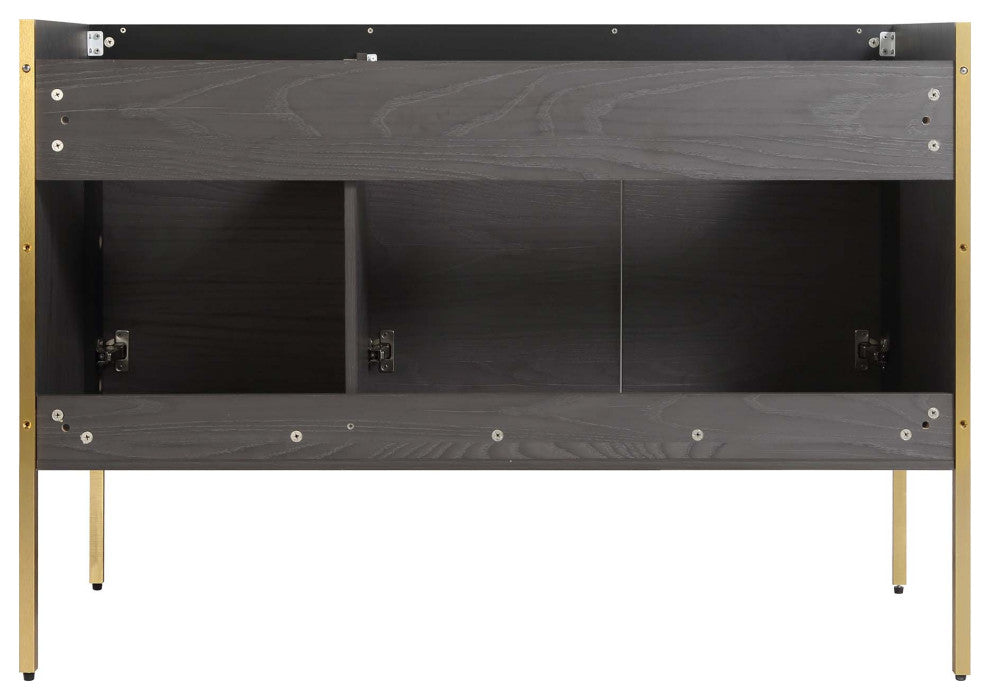 Oakville Bath Vanity, Ceramic Sink, Black Coal Oak, 48 Inch, Satin Brass Hardwar