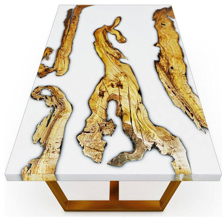 Morano Olive Wood Coffee Table, White, W: 31.5" 80cm X L: 63.0" 160cm