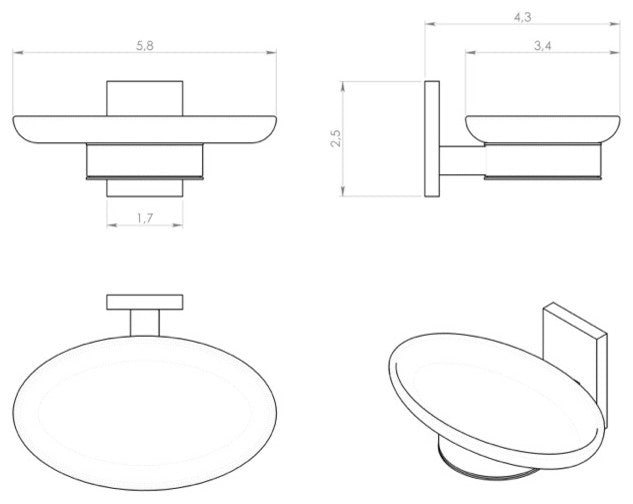 Wall Mounted Round Frosted Glass Soap Dish With Chrome Mounting