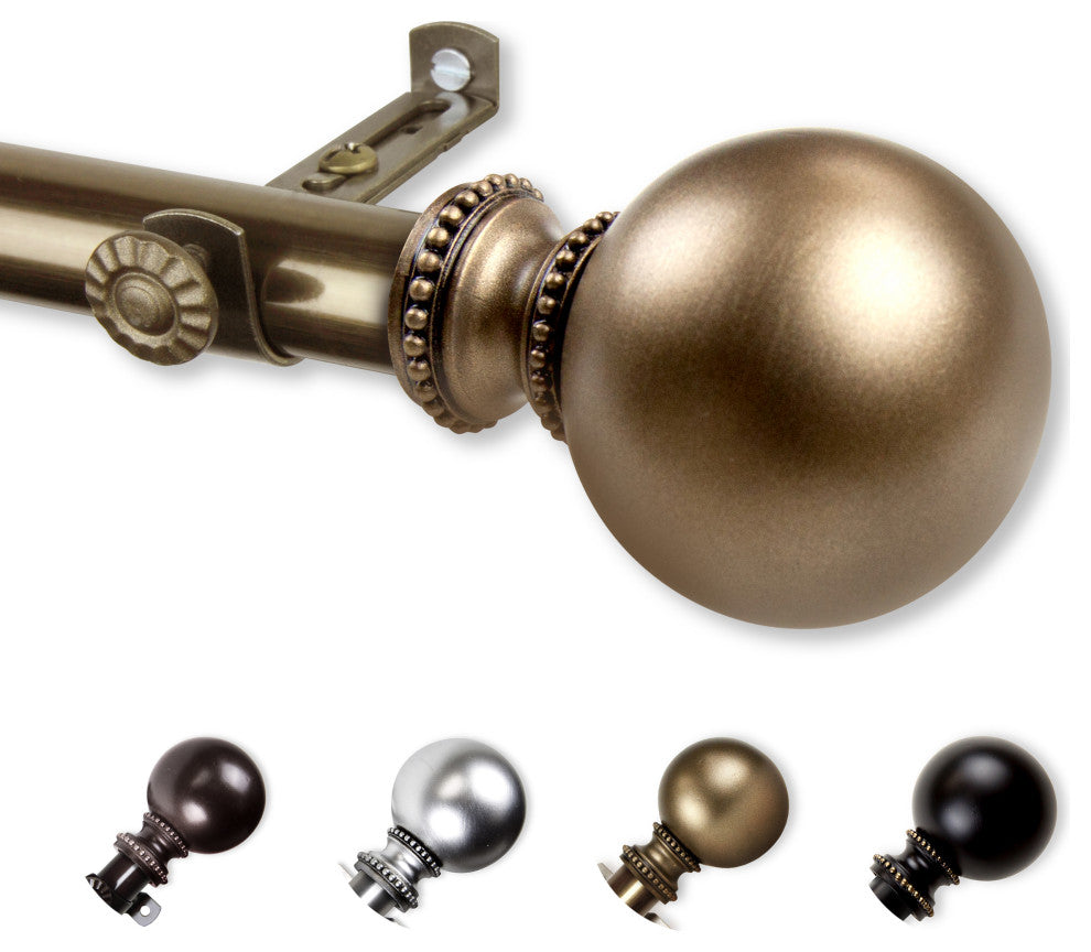 Julian 13/16" Diameter Curtain Rod, Antique Brass, 18-28"