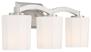 Whitney 3-Light Bathroom Vanity Light, Matte Black, Satin Nickel