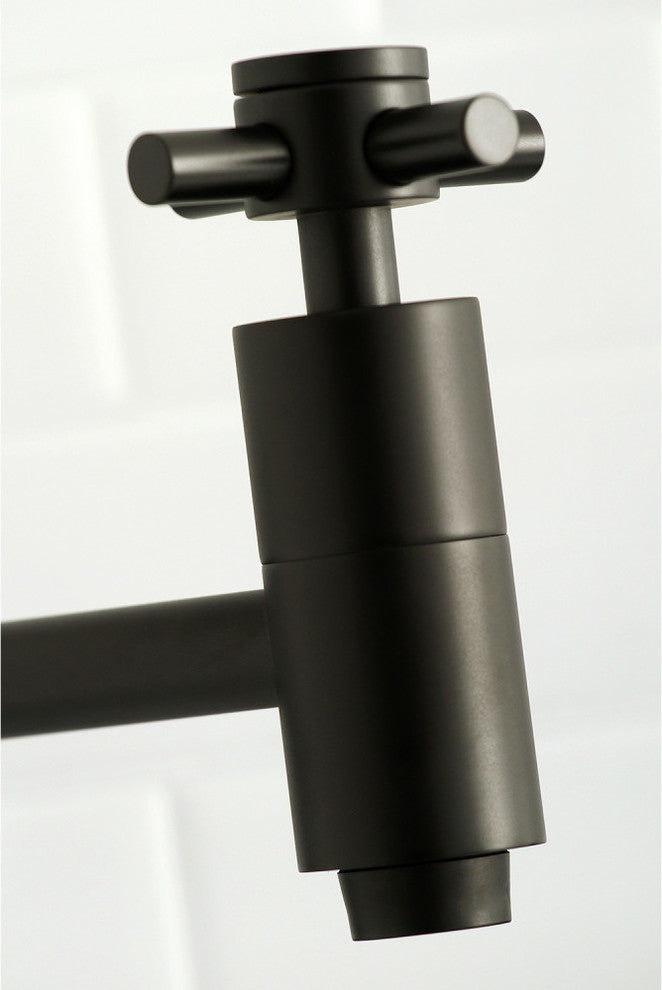 Kingston Brass Wall Mount Pot Filler Kitchen Faucet, Matte Black