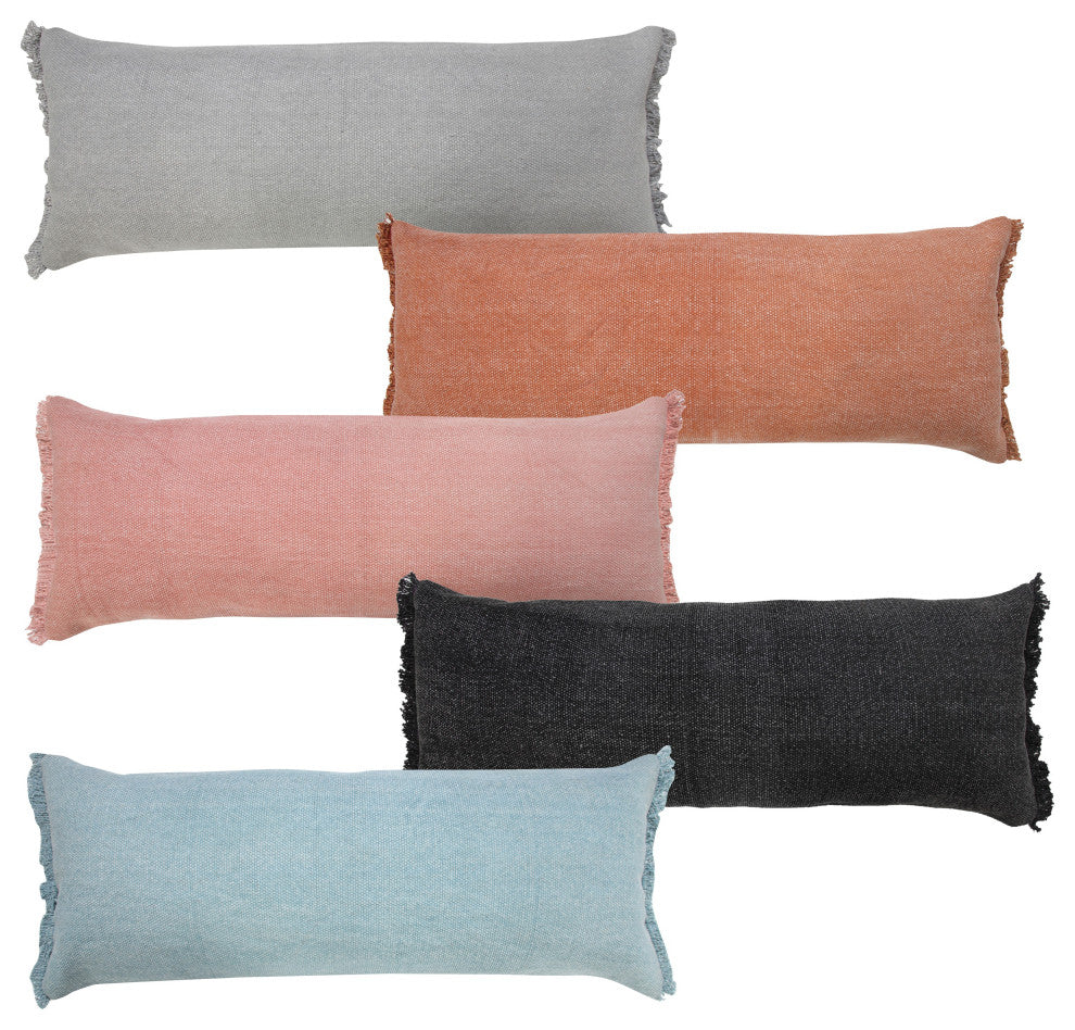 Ox Bay Gray Solid Organic Cotton Pillow Cover, 14"x36"