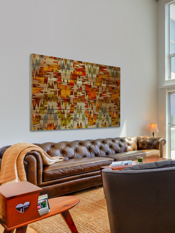 "Norwegian Wood" Print on Natural Pine Wood, 36"x24"