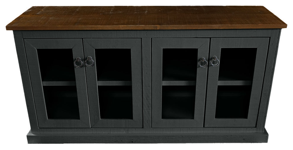 70" Rustic Two Tone Sideboard Buffet, Iron Ore