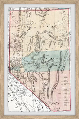"Nevada Travel Map" Framed Painting Print, 30x45