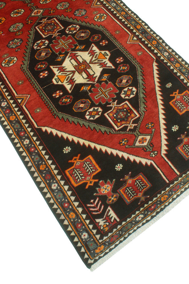 Fine Vintage Distressed Ardalan Rust/Charcoal Runner, 3'9 x 10'6