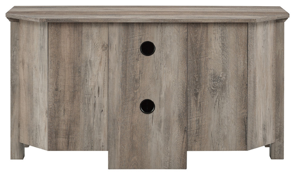 44" Corner Wood TV Console, Gray Wash