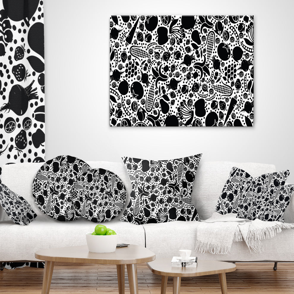 Fruits and Vegetables Pattern Floral Throw Pillow, 18"x18"